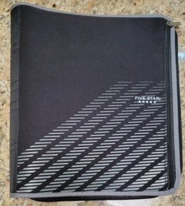 Mead Five Star 2" Black Gray Zipper Binder NEW NWOT School College Organizer - Picture 1 of 6