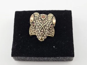Heidi Daus Bronze Tone Multicolor Swarovski Crystal Ram Ring Size 7 - Picture 1 of 4