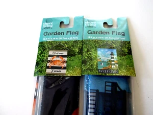 Garden Flags Lot of 2 "LIGHTHOUSE WELCOME" and "CRAB " 12.5 x 18 , Summer Yard - Picture 1 of 3