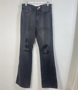Arizona Jeans Co donna 7 sbiaditi nero vita alta bootcut effetto invecchiato elasticizzato grunge - Foto 1 di 10