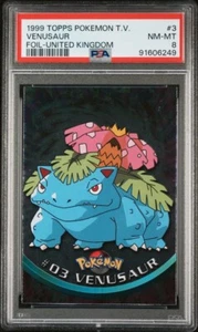 Venusaur Topps PSA 8 Pokemon Card Holo Foil #3 TV United Kingdom 1999 - Picture 1 of 2