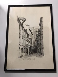 Orig.-Federzeichnung: "Regensburg - Hinter der Grieb" - 1962 - F. Kr. - Bild 1 von 5