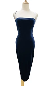 NOOKIE Voodoo Velour Blue Velvet Bodycon Midi Dress Size S Formal Party Wedding - Picture 1 of 11