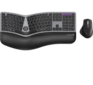 ProArc EKM01 Plus Full Size Ergonomic BT Keyboard WIN/MAC Rechargeable Wrist Pad - Picture 1 of 8