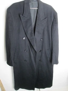 NEIMAN MARCUS LORO PIANA 100% Cashmere Coat Black Men's 38 Reg Double Breasted - Picture 1 of 23