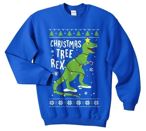Weihnachtsbaum Rex Pullover Pullover Sweatshirt lustig hässlich Treerex T-Rex Dinosaurier - Bild 1 von 5