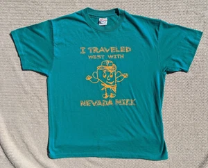T-Shirt Hanes Schwergewicht Vintage 50/50 Rundhalsausschnitt blaugrün Nevada Nick Logo - XL - Bild 1 von 8