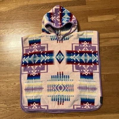 Poncho de toalha com capuz Pendleton infantil rosa roxo tribal asteca praia natação cobertura - Imagem 1 de 4