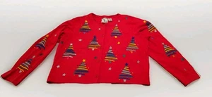 Michael Simon Lite Navidad Top Botones Rojo Tejido XL Bordado Árboles De Colección Nuevo Con Etiquetas - Imagen 1 de 11