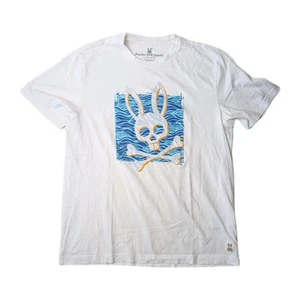 PSYCHO BUNNY Graphic T-shirt Men's Size 6 Large White Short Sleeve Tee - Picture 1 of 9