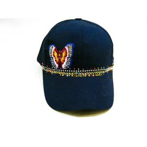 Navy Blue Ladies Bling Shiny Rhinestone accent Butterfly Baseball Cap Hat - Picture 1 of 7