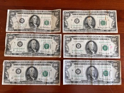 ESTATE SALE Circulated Small Head Vintage Old $100 Dollar Bill Series 1950 1963 - Image 1 of 2