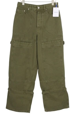 OFF-WHITE Garmdyed Canv Relax Men`S Jeans W30 Green Button Fly Straight RRP€799 - Image 1 of 4