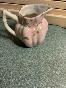 Antique Hand Painted Nippon Moriage Creamer Pink With Flowers And Butterfly’s - Picture 1 of 6