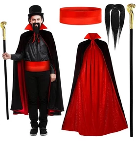 4 Stück Halloween Vampir Umhang Herren rot schwarz Piraten Umhang Gewand Kostüm 49 Zoll - Bild 1 von 7