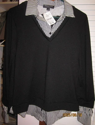 Pullover Absolutely Famous para mujer en blanco y negro manga larga TOP NUEVO con etiquetas talla pequeña Foto 1 de 4