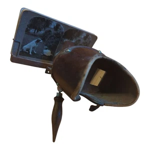 Antikes Perfecscope Handstereoskop aus Holz mit Bild  - Bild 1 von 4