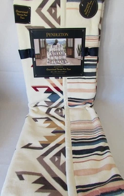 Pendleton Designer Throw Blanket For Two 60" X 80" Reversible Oversized Cream - Image 1 of 4