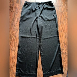 A New Day M MEDIUM Satin Pants Black Wide-Leg Work Pants Women's - Picture 1 of 5
