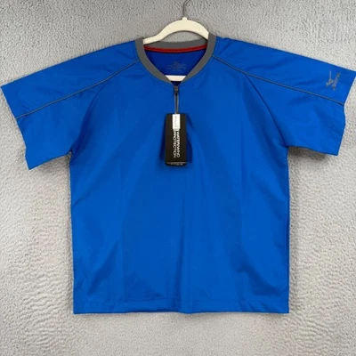 Mizuno 1/4 Zip Batting Jacket YOUTH Large YL Blue Short Sleeve Pullover NEW! - Image 1 of 4