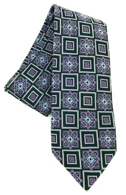 Corbata de seda vintage JZ Richards para hombre lavanda retro Art Deco geo abstracta  Foto 1 de 4