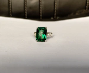 Anello donna argento sterling 925 pietra preziosa smeraldo taglio cuscino naturale 6 ct - Foto 1 di 10