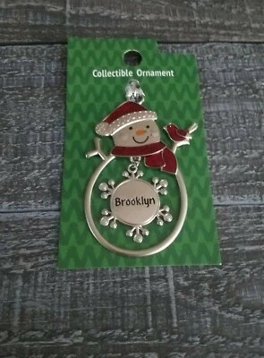 Muñeco de Nieve de Navidad Personalizado "Brooklyn" Coleccionable Adorno de Plata Totalmente Nuevo Foto 1 de 4