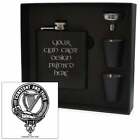Art Pewter Rose Clan Crest Black 6oz Hip Flask Box Set HF6 B S-C95 Scottish