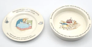 Cuenco y plato infantil vintage Peter Rabbit Beatrix Potter Wedgwood 2 piezas Inglaterra - Imagen 1 de 4