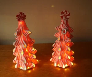 Árbol de Navidad de menta iluminado con 2 luces cocina casa de pueblo de vacaciones decoración - Imagen 1 de 13