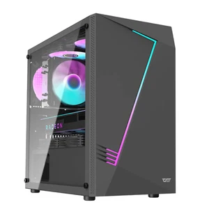 PC Gehäuse Computer Gaming Midi Tower Case ITX M-ATX mit RGB Lüfter Schwarz aigo - Afbeelding 1 van 9