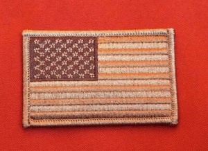 AMERICAN FLAG EMBROIDERED PATCH iron-on DESERT TAN Hat, Shoulder - Picture 1 of 2