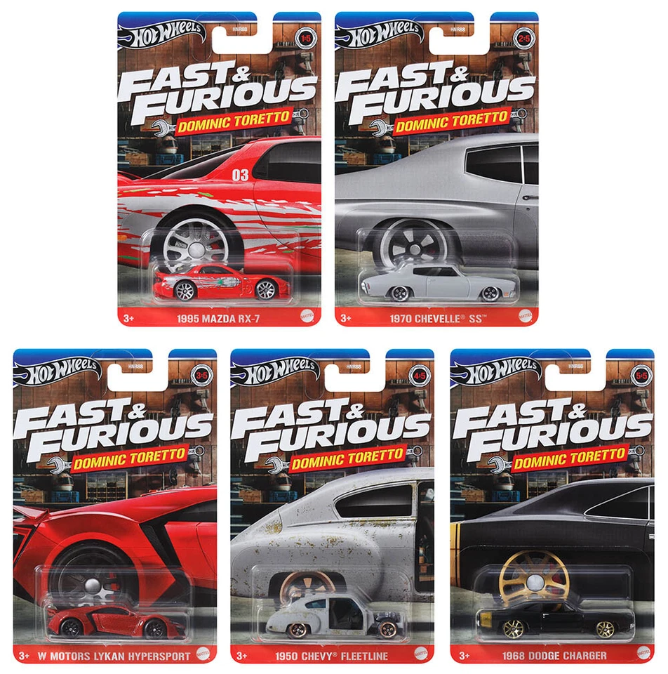 Fast & Furious Domininc Toretto Set 5 Modelli 2024 in 1:64 Hot Wheels HNR88 - 97 - Immagine 1 di 2
