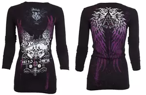 Archaic by Affliction Women's T-shirt Big Score Biker Tattoo - Picture 1 of 6