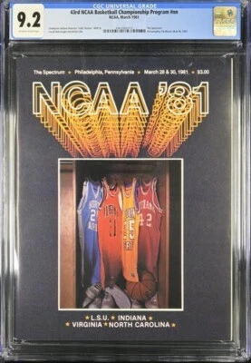1981 NCAA Final Four Program MICHAEL JORDAN WINNING SHOT CGC 9.2 TOP POP - Image 1 of 2