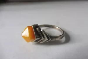 schöner ,alter Ring , 875 Silber , Bernstein, Butterscotch , Russland - Bild 1 von 7