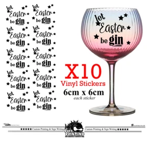 Adhesivos de vinilo Let Easter Be Gin calcomanías artesanales conejito huevos de Pascua hágalo usted mismo regalo fiesta - Imagen 1 de 2