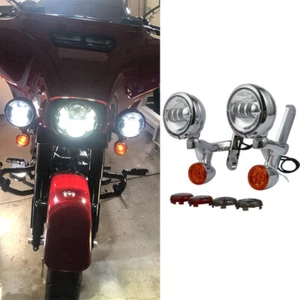 Auxiliary Turn Signal Spot Fog Light Bracket For Harley Street Glide Road King - Picture 1 of 12