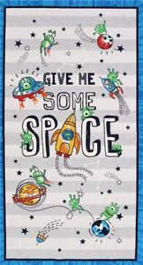 Give Me Some Space Cotton Fabric Panel Michael Miller Astronauts 