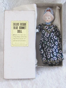Vintage 6" Deluxe Bisque "BLUE BONNET" Doll w/label + Original Box Made in Japan - Picture 1 of 5