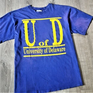 Camiseta De Colección Años 90 Universidad de Delaware Estampado Grande Camiseta De Colección Desteñida Envejecida XL - Imagen 1 de 12