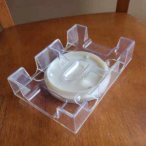 Clear Lucite Hard Plastic Double Deck Card Holder Rotating Lazy Susan Tray Caddy - Picture 1 of 5