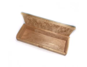 Burl Wood Pencil Box Hinged Blond Gift Desk Organizer 7 Inch Burr - Picture 1 of 6