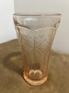 Vintage Indiana Glass Recollection Pink Madrid Etched Glass Tumbler - Picture 1 of 3