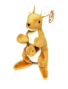 RARE VINTAGE TY Beanie Baby "Pouch The Kangaroo" 1996 Retired ☆☆ERRORS☆☆ - Picture 1 of 6
