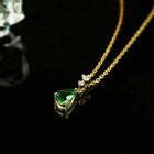 2Ct Pear Cut Emerald Teardrop Solitaire Pendant 14K Yellow Gold Over Free Chain