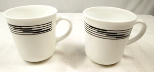 Corelle Optic tazza caffè bianco nero righe piatto 8 oz set di 2 corning - Foto 1 di 11
