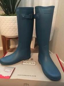 NIB Hunter Original Tall Rain Boots Rockpool Blue 8 US , 6 UK , 39 EU w Box! - Picture 1 of 9