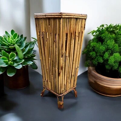 Vintage Footed Bamboo Basket - Image 1 of 4