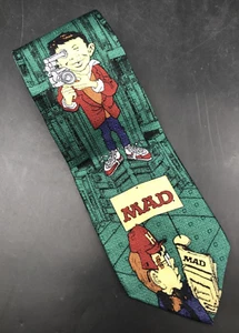 VTG 1992 Mad Magazine Alfred E Neuman 100% Silk Tie Canada 58" Long 3.75" Wide - Picture 1 of 10